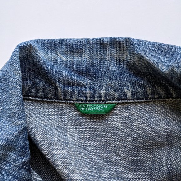 United Colors of Benetton Denim Jacket 100% Cotton Size Small Utility Classic - Picture 8 of 14